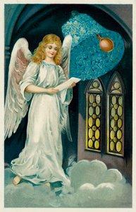Angel and Bell Made of Flowers by European School