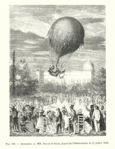 Ascent of MM Barral and Bixio, Departure from the Observatory on July 27, 1850 (engraving) by European School