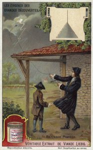 Benjamin Franklin and the lightning conductor by European School