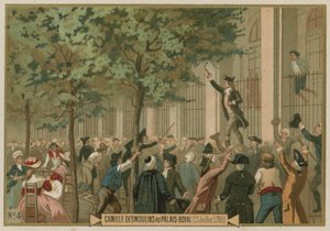 Camille Desmoulins issues his call to arms outside the Palais Royal, Paris, French Revolution, 12 July 1789 by European School