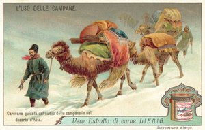 Caravan guided by the sound of a bell in the deserts of Central Asia by European School
