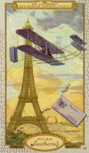 Charles de Lambert in a Wright Biplane, Paris by European School