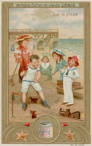 Children Playing with Toy Train Set by European School