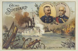 Commodore George Dewey and Admiral Patricio Montojo, Battle of Manila Bay, Spanish-American War, 1 May 1898 by European School