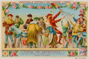 Donations for the Poor, Jester Throws Money to the People by European School
