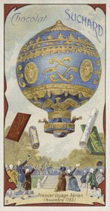 First Manned Balloon Flight, November 1783 by European School