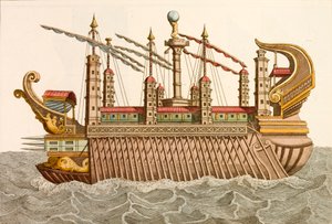 Giant barge of the Roman Emperor Caligula by European School