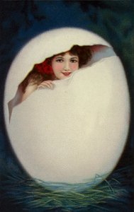 Girl Hatching from Easter Egg