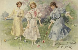 Girls Playing Croquet by European School