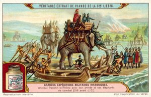Hannibal Crossing the Rhone with His Army and Elephants, 218 BC by European School