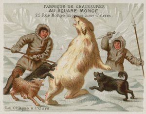 Hunting Polar Bears with Dogs by European School