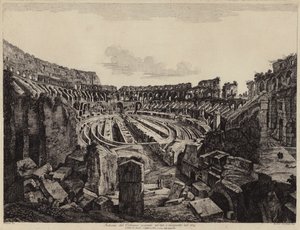 Interior of the Coliseum in Rome, excavated in 1813 and opened in 1814 by European School