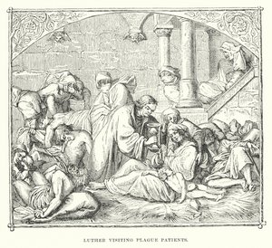 Luther visiting plague patients by European School