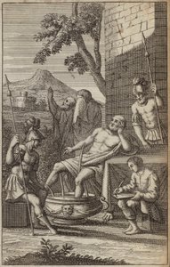 Man bathing and thinking, possibly Archimedes? by European School