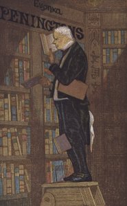 Man on top of a stepladder in a bookshop by European School