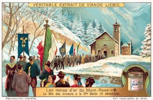 Miners of the Monte Rosa Gold Mines Celebrating the Feast of St Barbara, Patron Saint of Miners by European School