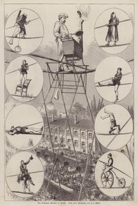 Performance by French tightrope walker and acrobat Charles Blondin in Brussels by European School