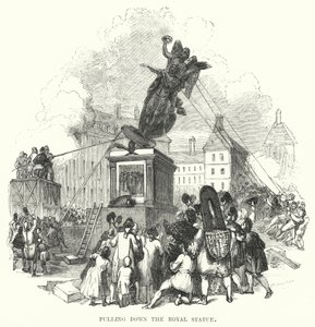 Pulling down the Royal Statue by European School