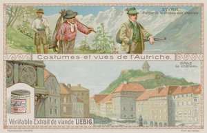 Returning Hunters in Styria and a View of Graz by European School