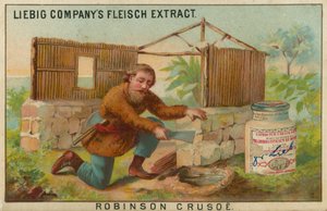 Robinson Crusoe, Construction of the Hut by European School
