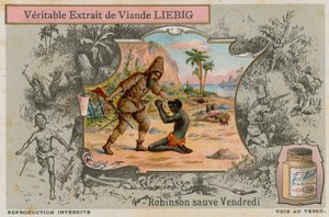 Robinson Crusoe with Man Friday by European School