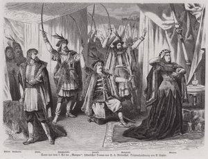Scene from Act III of German playwright Salomon Hermann Mosenthal