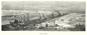 Ships passing through the Suez Canal, Egypt by European School