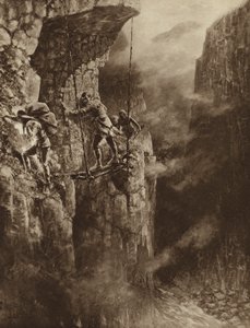 Simon Fraser in the Fraser Canyon on His Journey to the Sea by European School