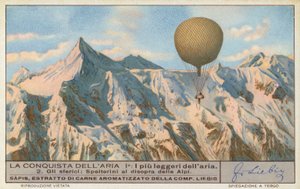 Swiss Balloonist Eduard Spelterini Flying Over the Alps by European School