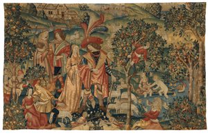 Tapestry Depicting Pastoral Scene with Fruit Picking, or The Seigneur in His Park or Rural Alliance and Fruit-Picking, c.1500 by European School