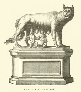 The Capitoline Wolf, Bronze Sculpture Depicting the She-Wolf Suckling Romulus and Remus, the Twin Founders of Rome by European School