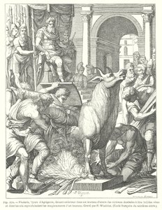 The Brazen Bull: Instrument of Torture and Execution by Fire used by the Ancient Greek Tyrant Phalaris of Akragas (Agrigento), Sicily by European School
