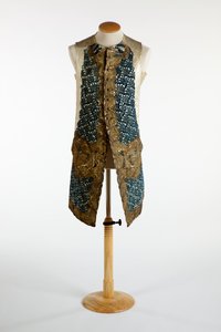 Waistcoat Decorated with Gold Metal Thread, Blue Chenille and Sequins, c.1750-70