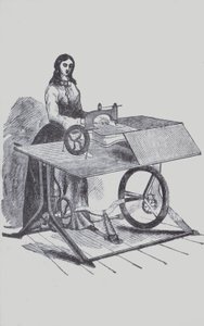 Woman using a sewing machine by European School