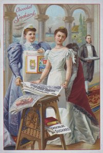 Woman with a newspaper, advertisement for Suchard chocolate by European School
