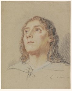 Head of a Youth Looking Up with Long Hair