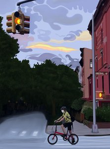 Bicyclist on Underhill Avenue, Brooklyn