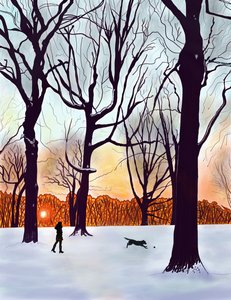 Dog In Snow, Brooklyn by Evan Sklar