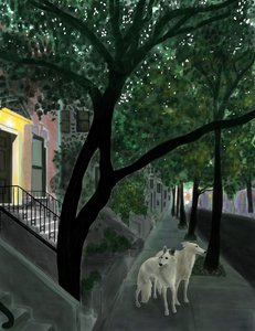 Minnie and Penny On Sidewalk, Brooklyn by Evan Sklar