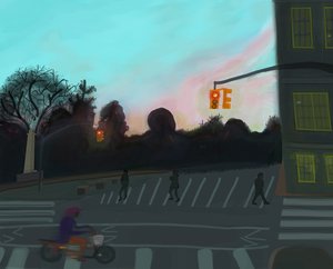 Orange Scooter, Grand Army Plaza, Brooklyn, 2016 by Evan Sklar