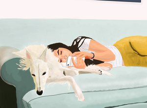 Penny and Ava on Couch at Home by Evan Sklar
