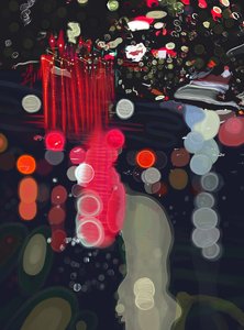 Rain and Light Reflected on Windshield, Brooklyn by Evan Sklar