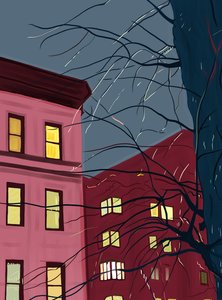 Squirrel On Tree On Rainy Evening by Evan Sklar