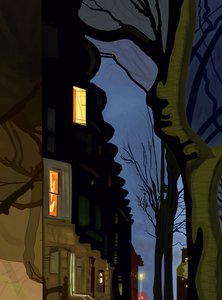 Street and Building Tops at Night by Evan Sklar