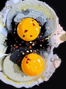 Two Eggs Frying on Pan, Brooklyn by Evan Sklar