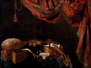 Still Life with Musical Instruments and Books by Evaristo Baschenis