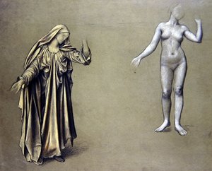Draped Figure Study with Accompanying Nude
