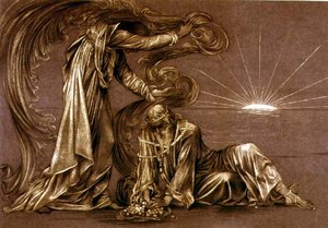 Finished study for Earthbound, c.1897 (chalk) by Evelyn De Morgan