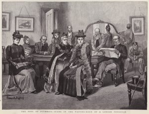 The Pool of Bethesda - scene in the waiting room of a London physician by Everard Hopkins