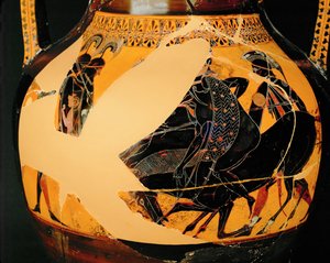 Combat scene. Black-figured amphora